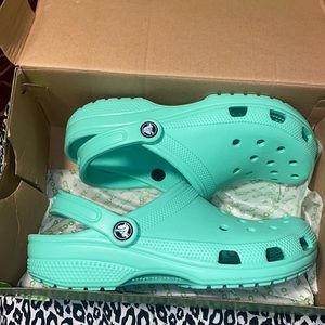 Mint green Crocs (NEVER WORN)